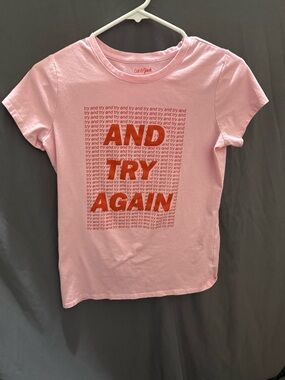 Cat & Jack Pink Graphic 'AND TRY AGAIN' Tee